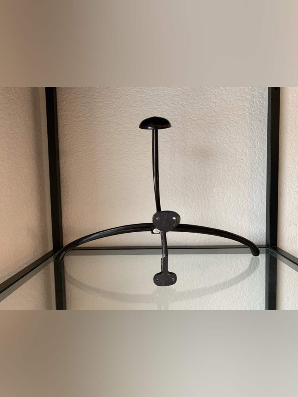 Wall-Mounted Bronze Coat Hanger With Hat Stand - Dark Brown Minimalist Display - Picture 6 of 7